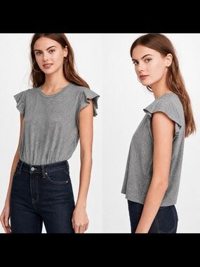 AMO Heather Gray Flutter Sleeve Tee NWOT — Small